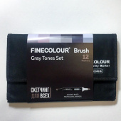 Набор маркеров Finecolour Brush 'Оттенки серого' (12 шт. в пенале)