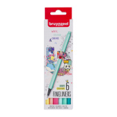 Набор капиллярных ручек Bruynzeel Teen Light (линер 0,4 мм), 6 цветов, в картонной упаковке