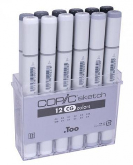 Набор маркеров COPIC sketch Set CG (12 шт., серые тона)