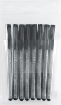 Набор черных линеров Copic Multiliner 8 шт. (0.05, 0.1, 0.3, 0.5, 0.8, 1.0 мм, Brush S + M)