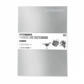 Sketchmarker Скетчбук Marker Line 160 г/м2, 16 листов, 17,6*25 см, мягкая обложка, серебро
