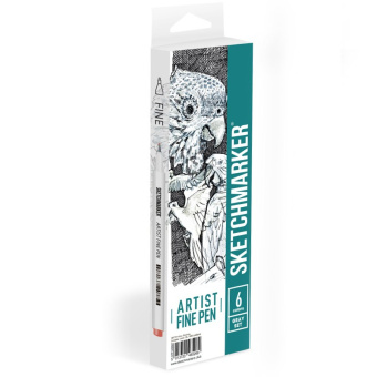 Набор капиллярных ручек Sketchmarker Artist fine pen Grey, 6 цв.